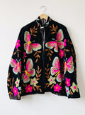 Black Velvet Butterfly Embroidered Jacket