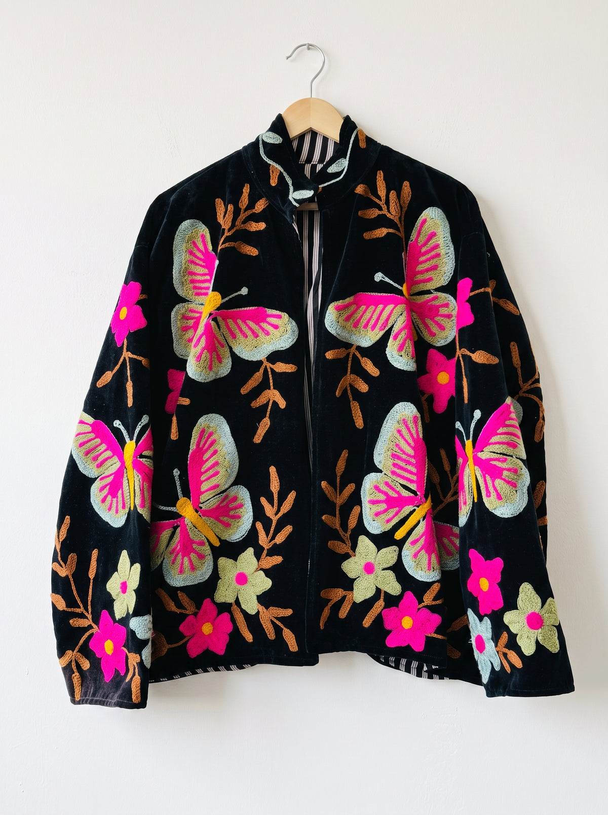 Black Velvet Butterfly Embroidered Jacket
