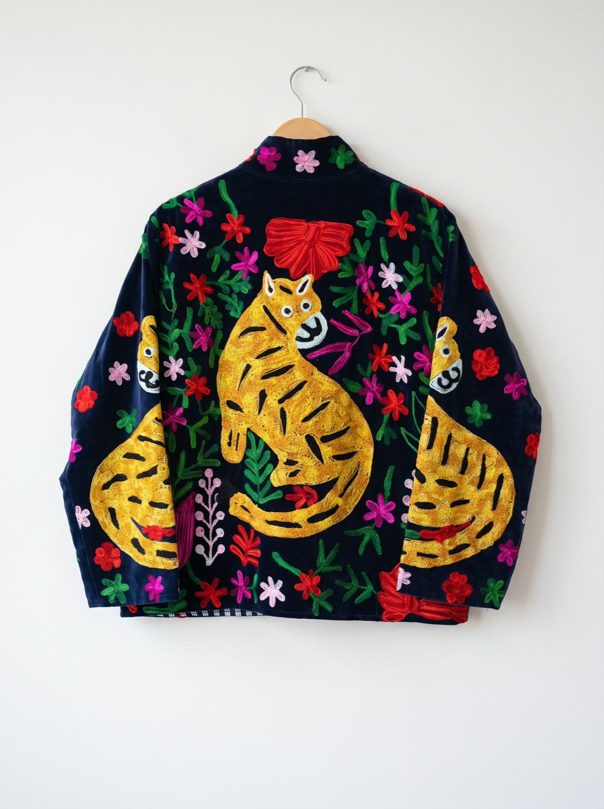 Royal Tiger Hand-Embroidered Velvet Jacket