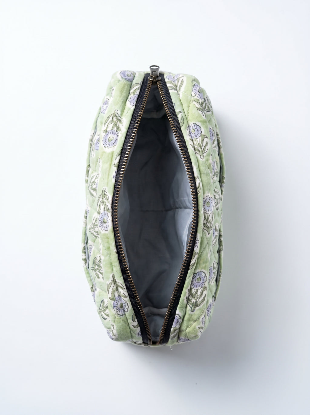 Sage Bloom Quilted Cosmetic Bag