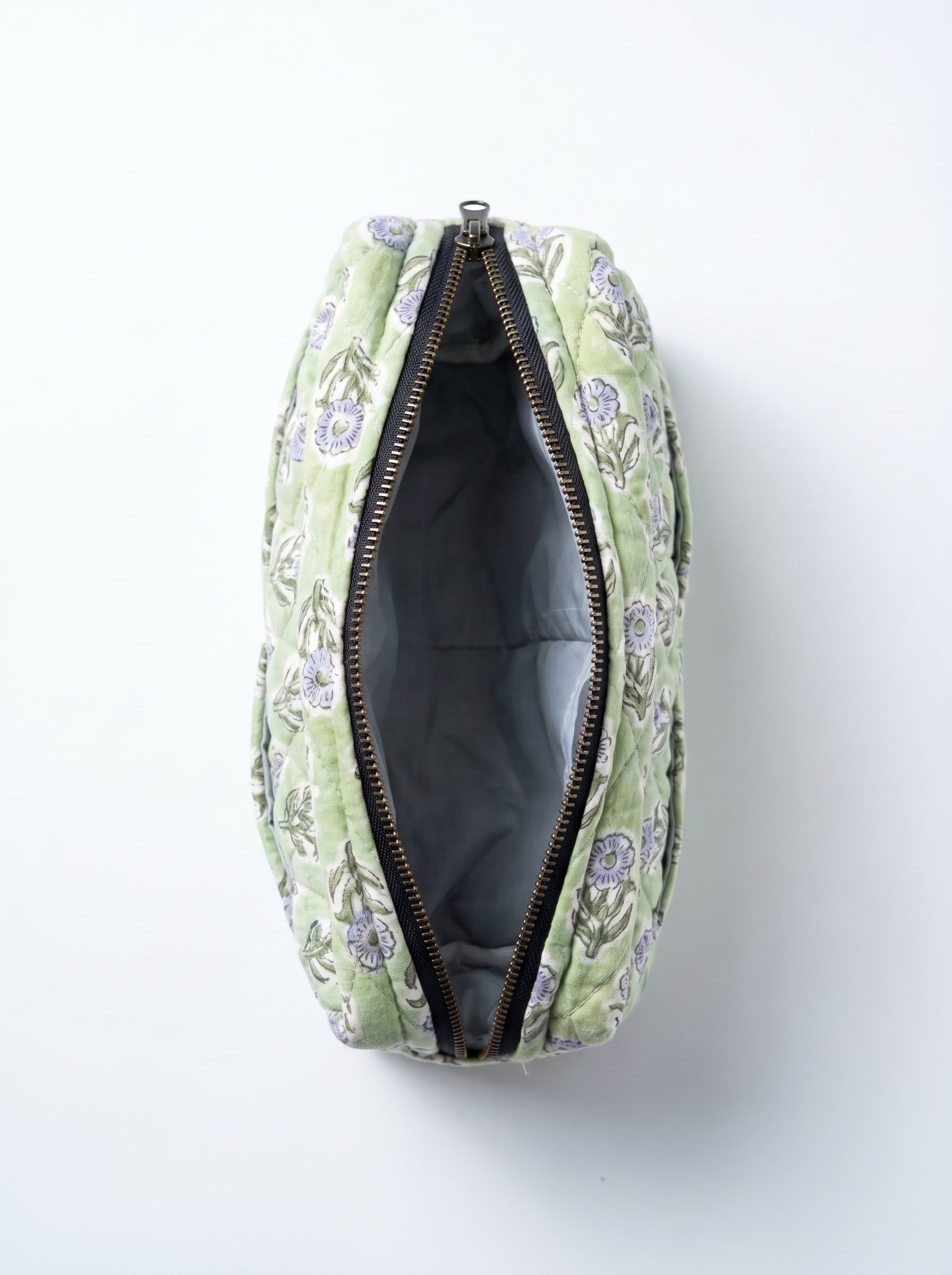Sage Bloom Quilted Cosmetic Bag