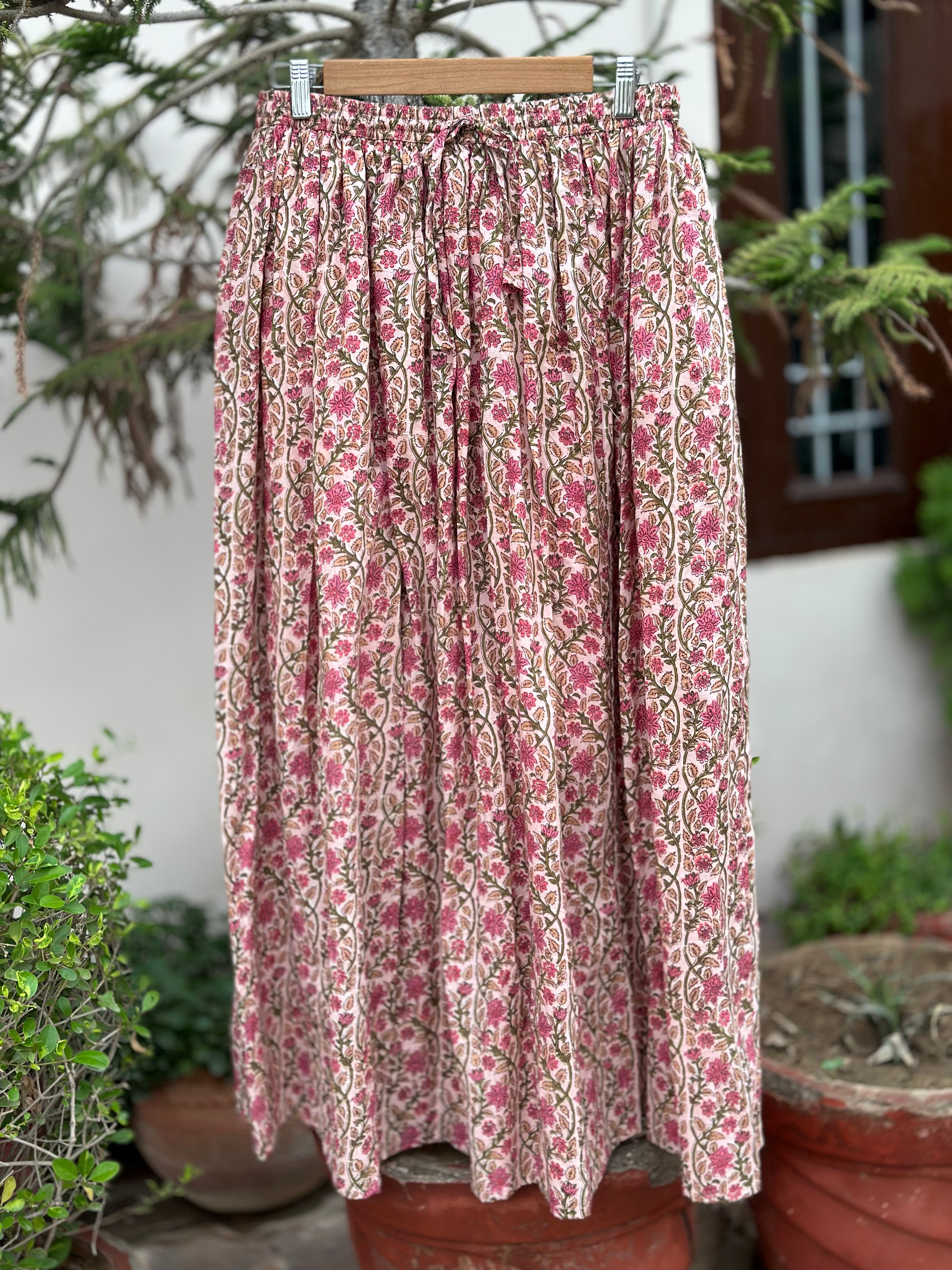Rosé Vine Cotton Maxi Skirt