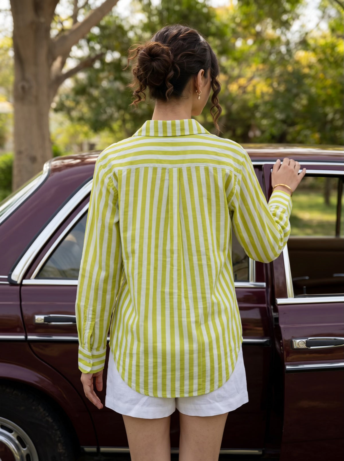 Lime Breeze Striped Cotton Shirt
