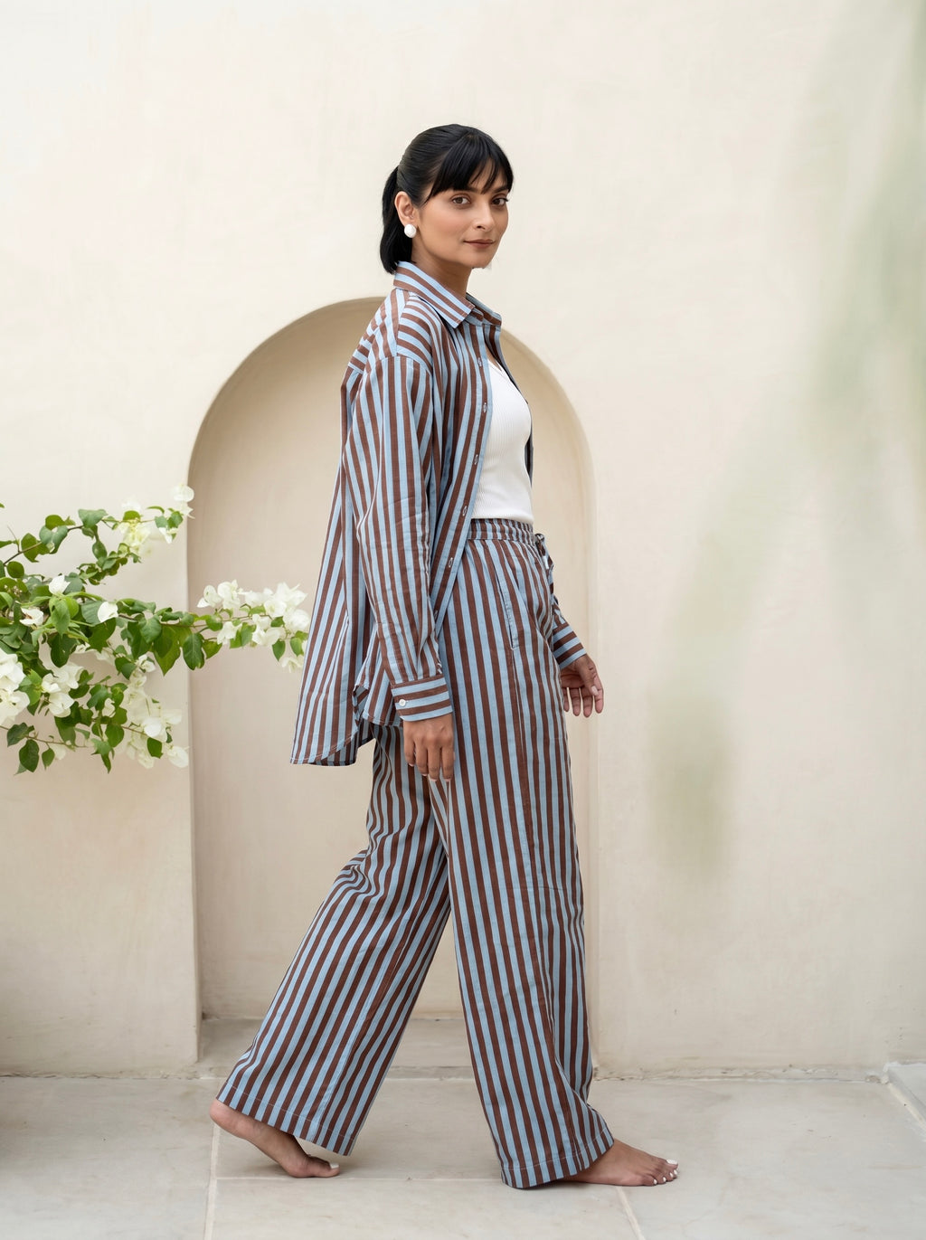 Mocha Blue Stripe Co-Ord Set