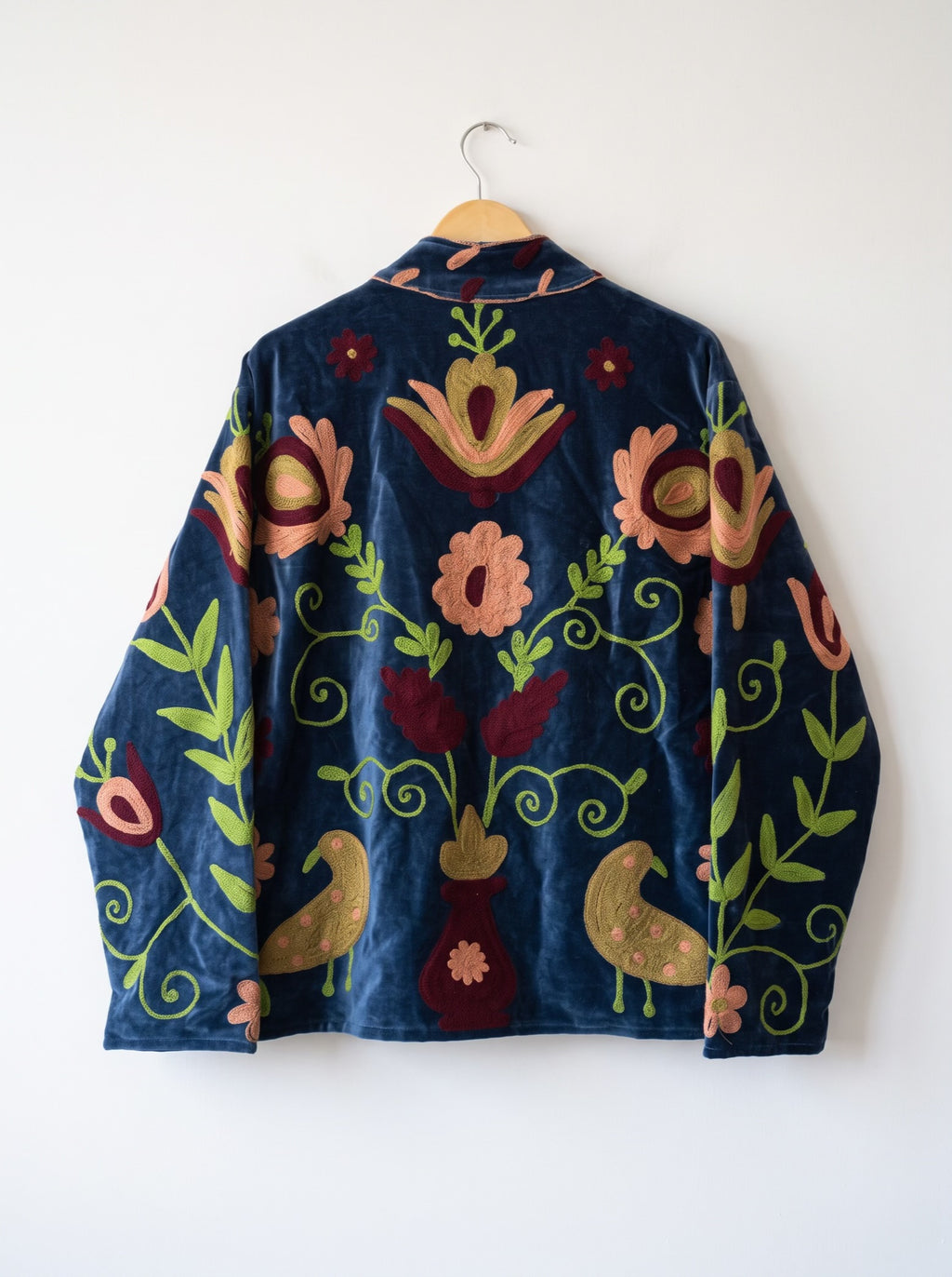 Navy Blue Floral Suzani Velvet Jacket