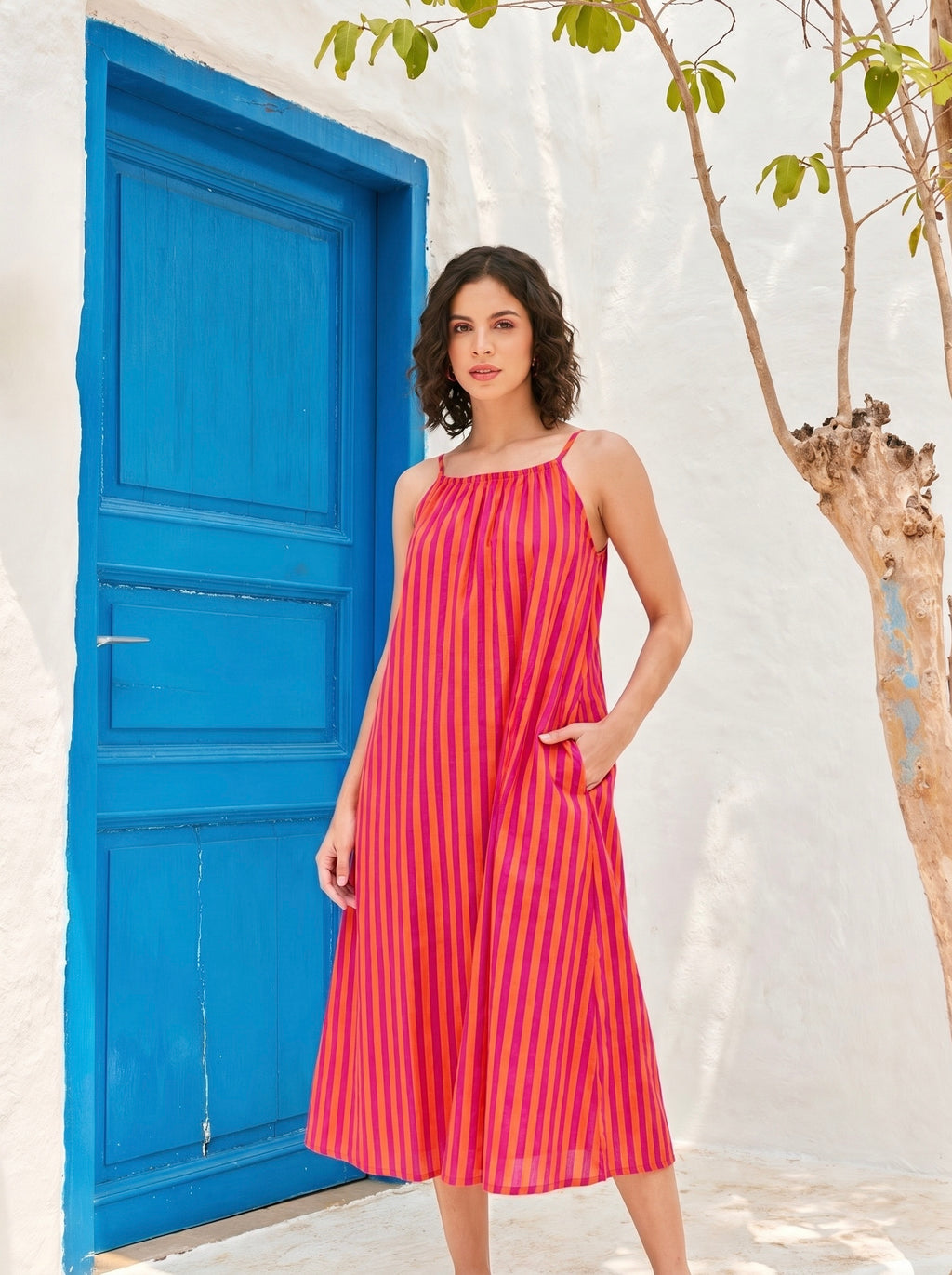 Sunset Stripe Cotton Dress