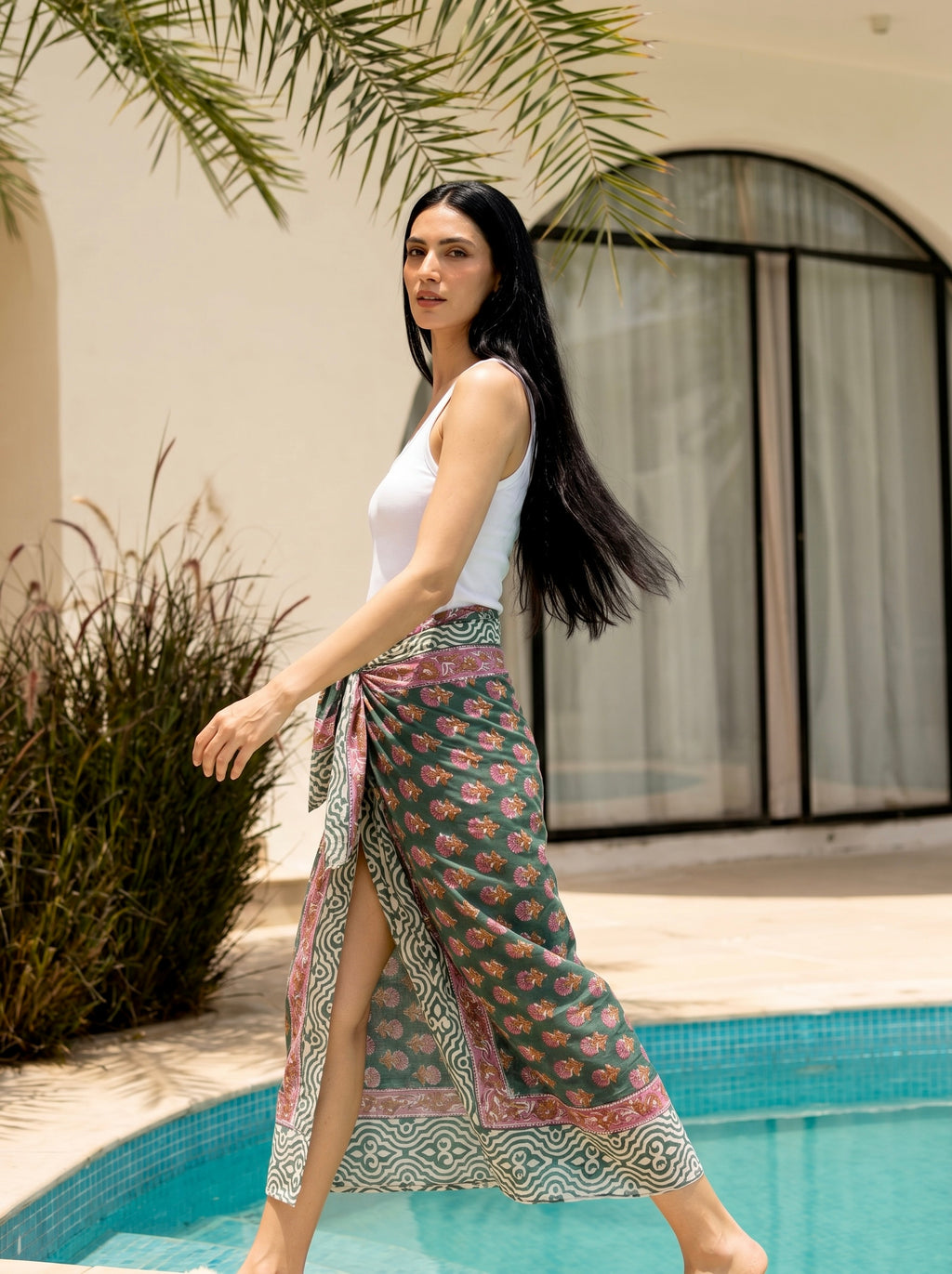 Forest Paisley Block Print Cotton Sarong