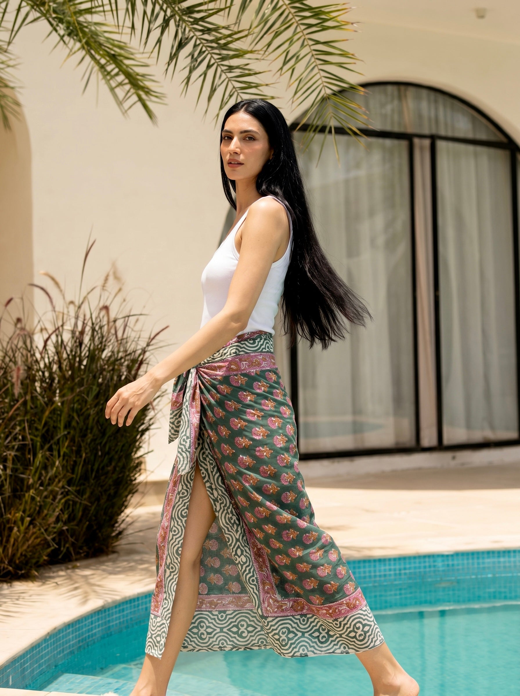Forest Paisley Block Print Cotton Sarong