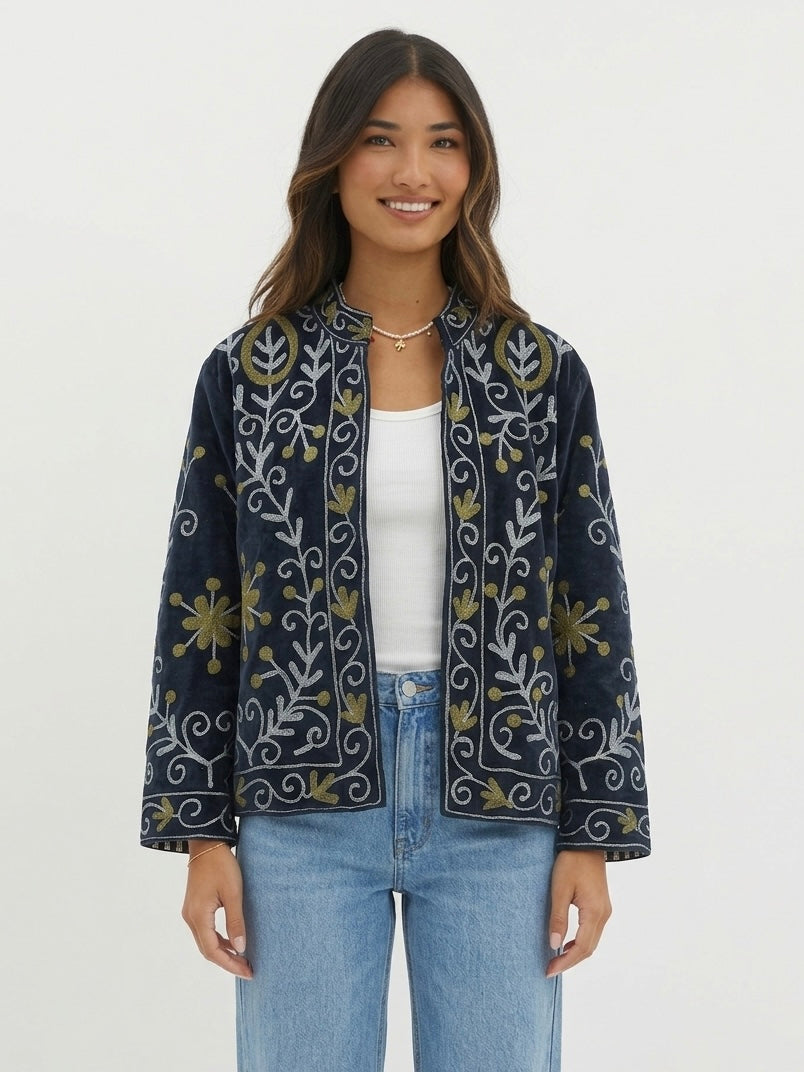 Black Floral Embroidered Jacket