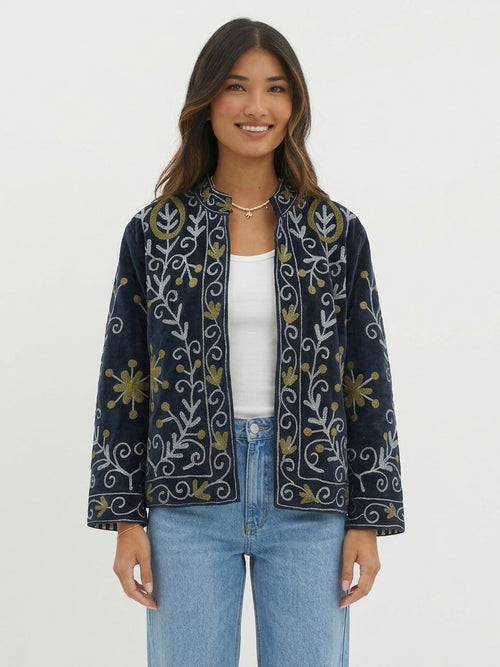 Black Floral Embroidered Jacket