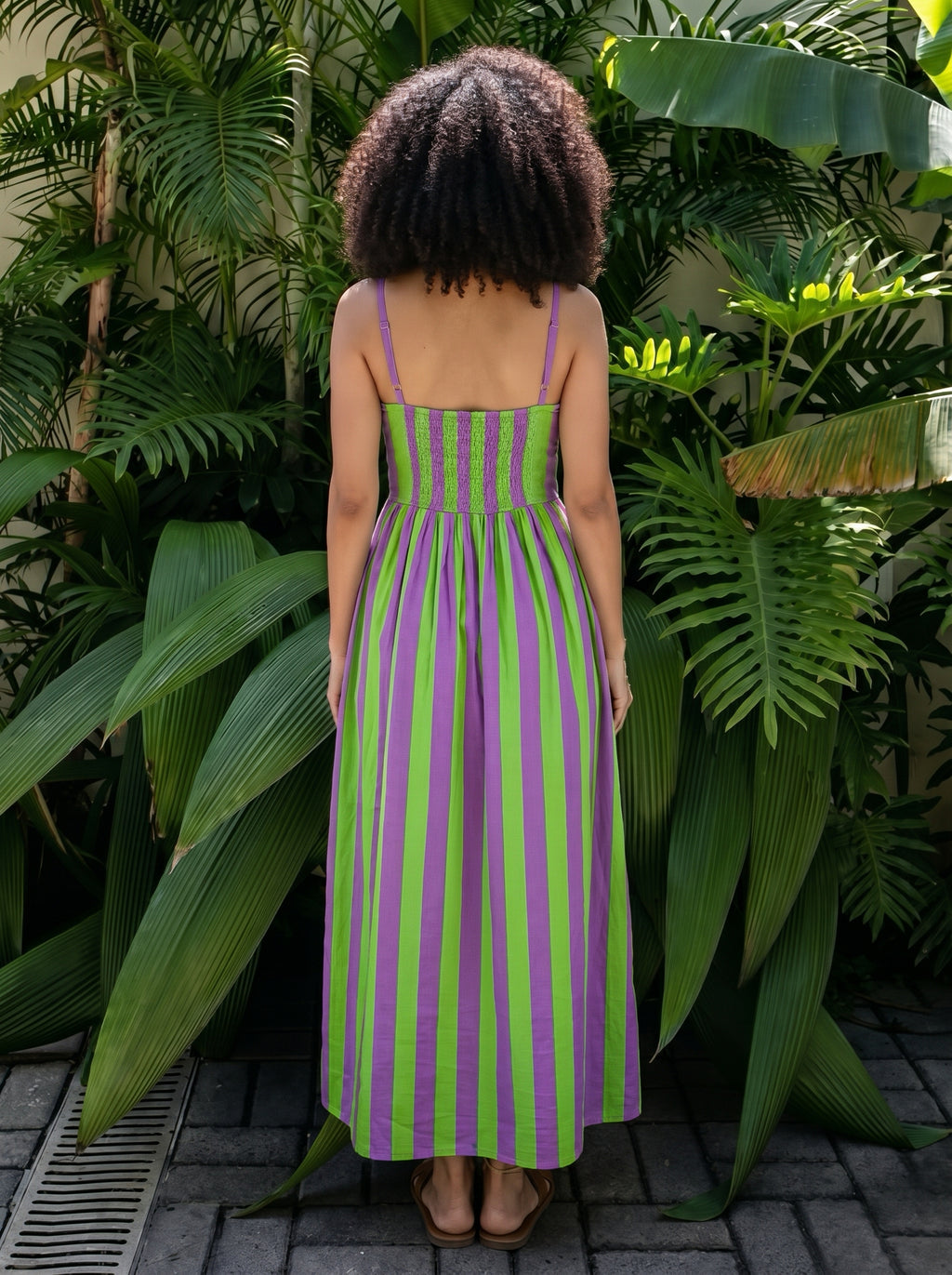 Vibrant Meadow Striped Maxi Dress