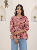 Pink Vintage Floral Peplum Top