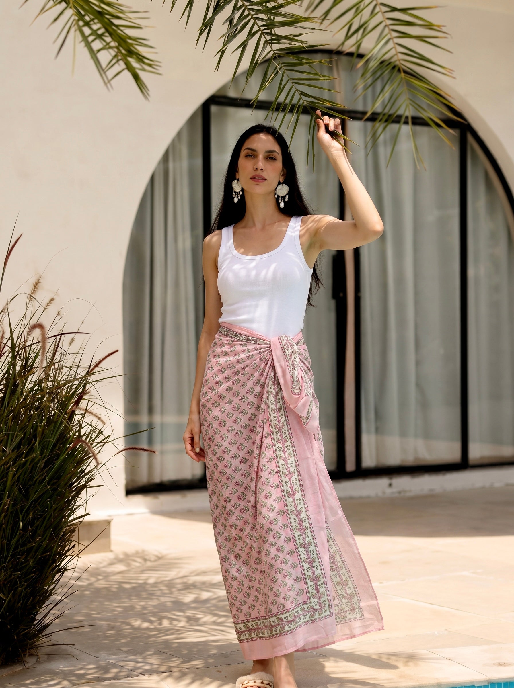 Soft Rose Buti Print Cotton Sarong