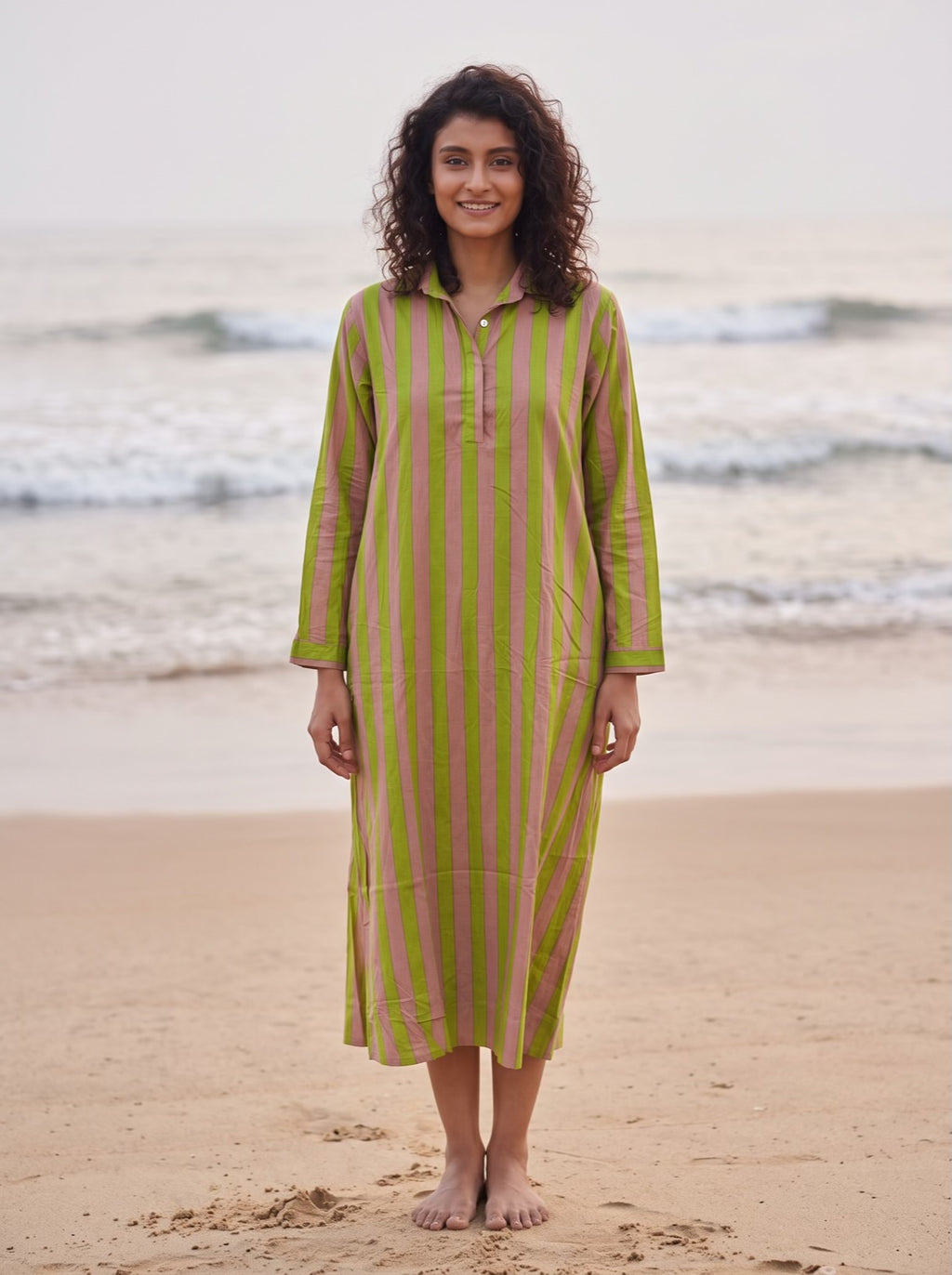 Lime Blush Stripe Shirt Dress