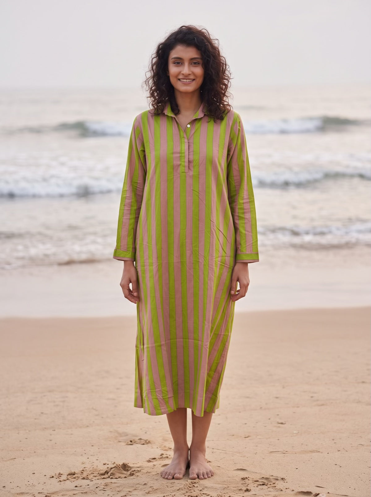 Lime Blush Stripe Shirt Dress
