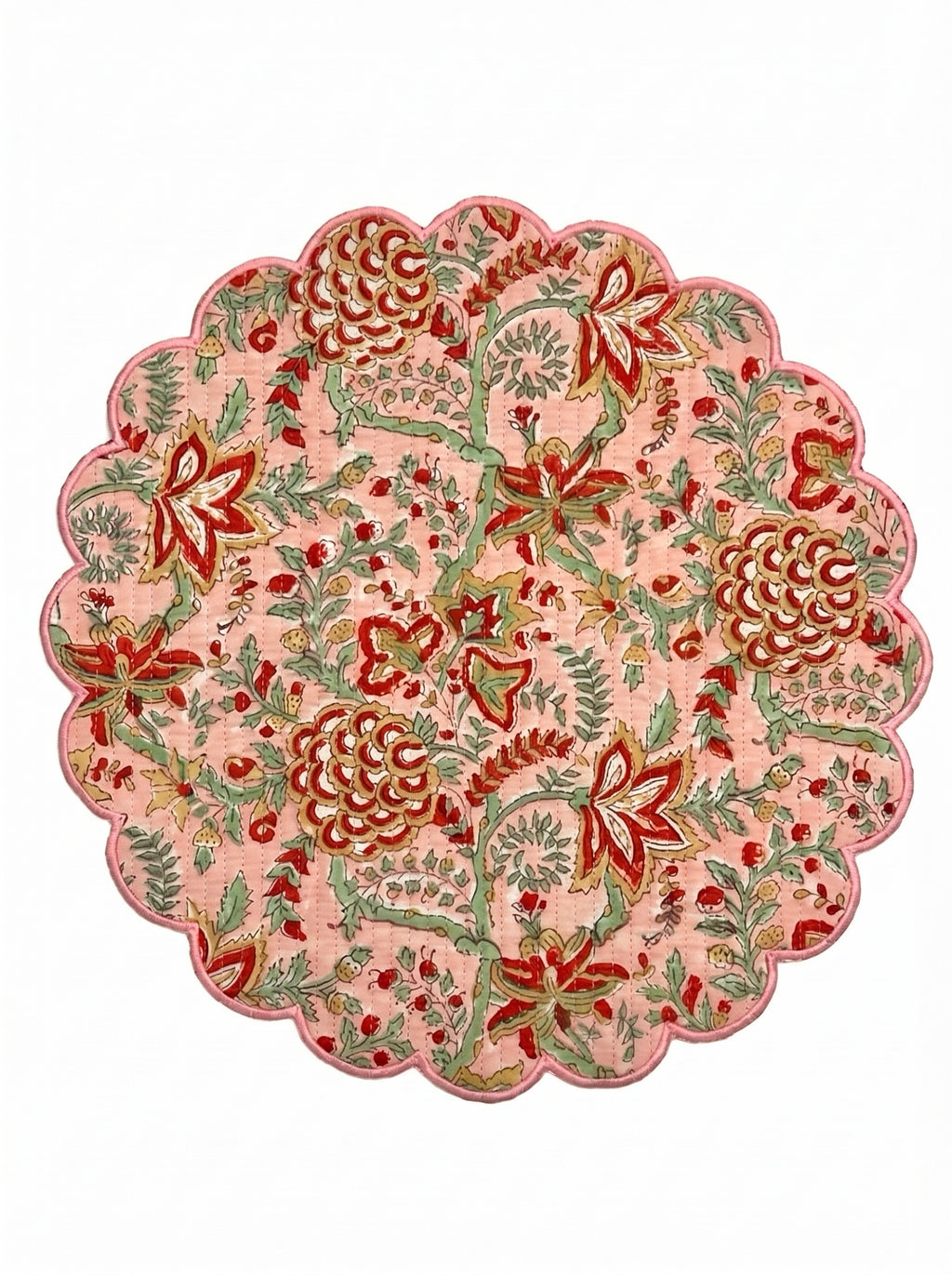Pastel Botanical Handblock Round Placemat Set of 6