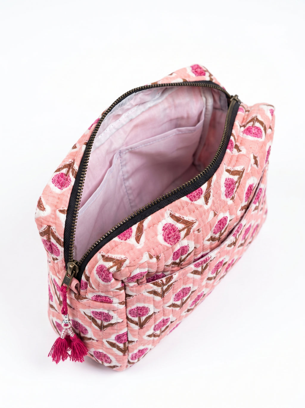 Pink Blossom Quilted Cosmetic Pouch