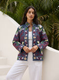 Midnight Vine Embroidered Denim Jacket