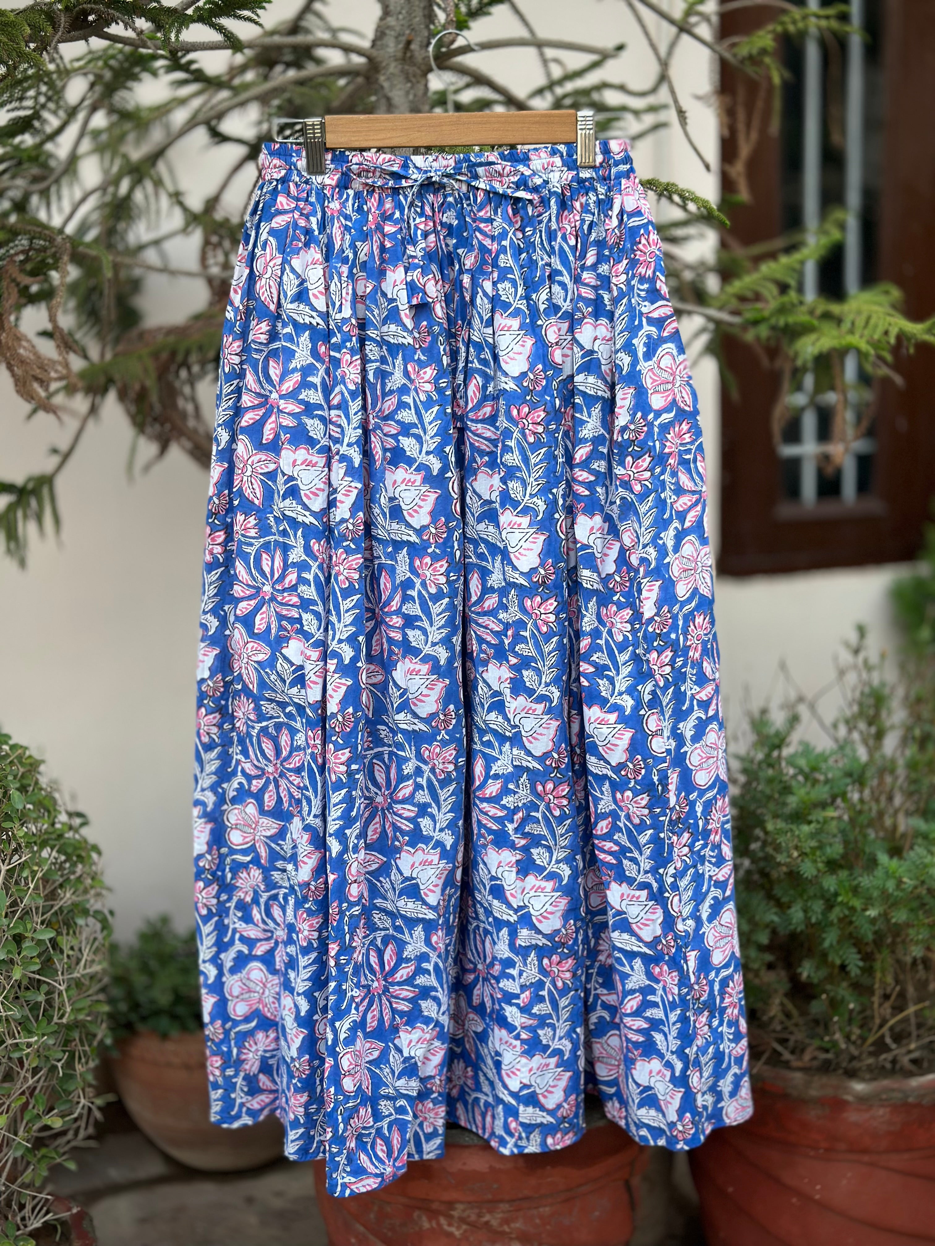 Vibrant Blue Blossom Skirt