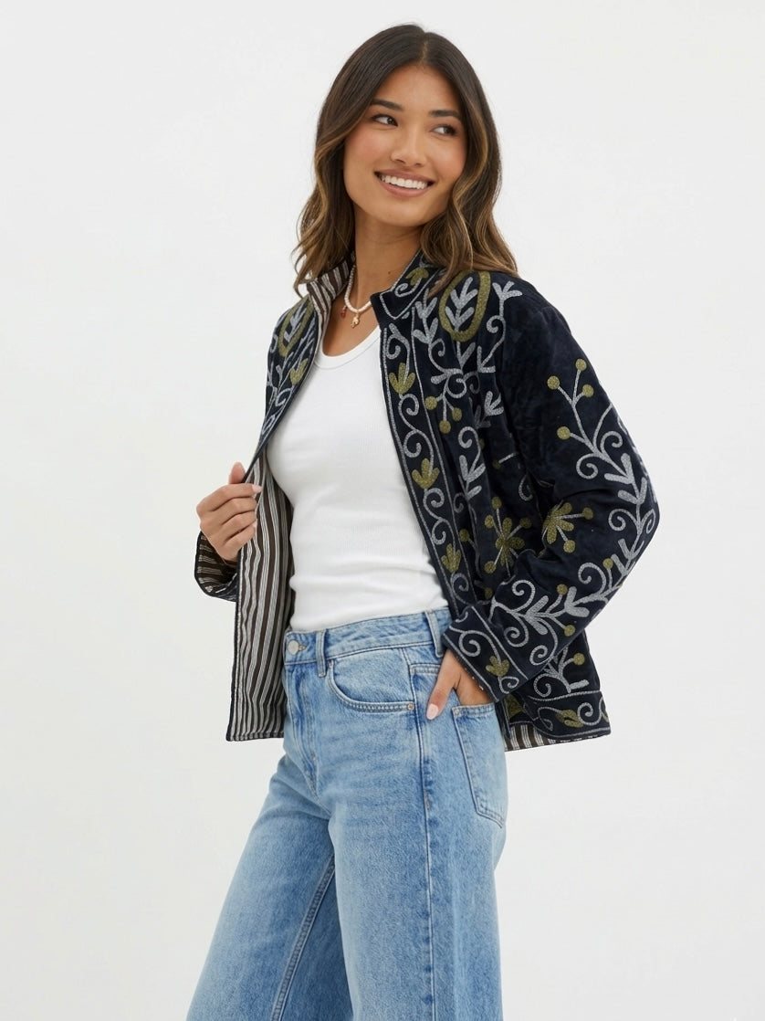 Black Floral Embroidered Jacket