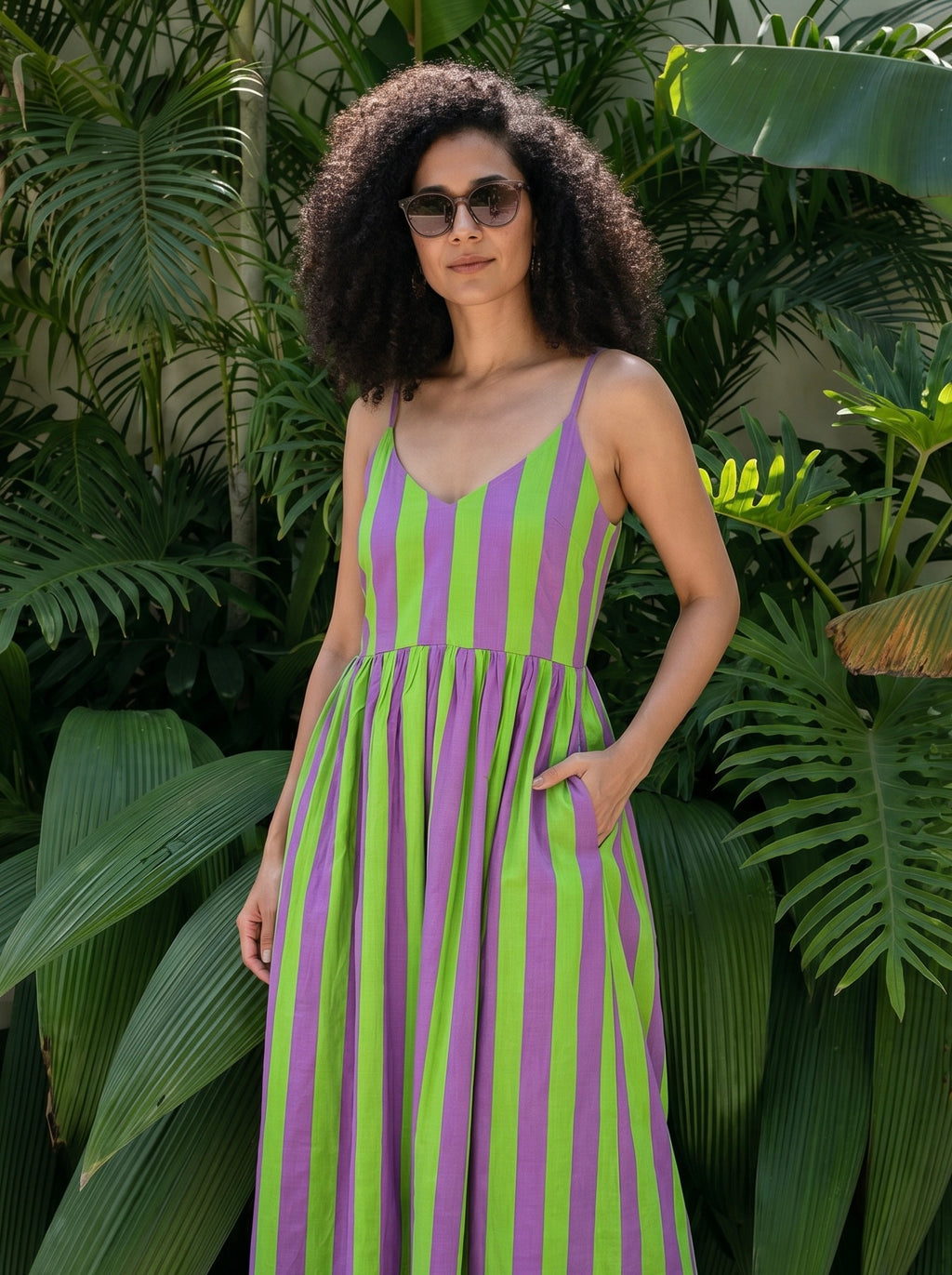 Vibrant Meadow Striped Maxi Dress