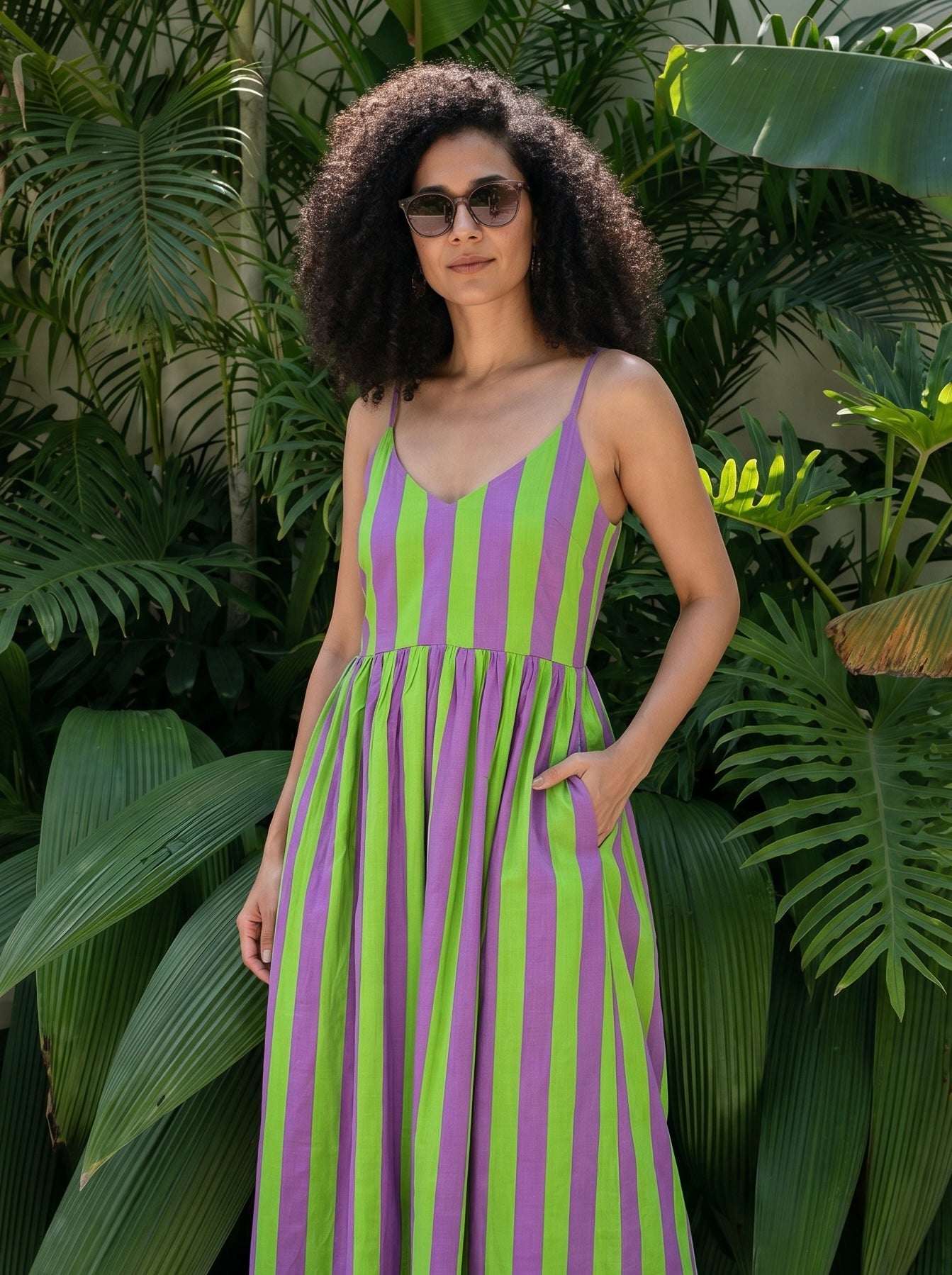Vibrant Meadow Striped Maxi Dress