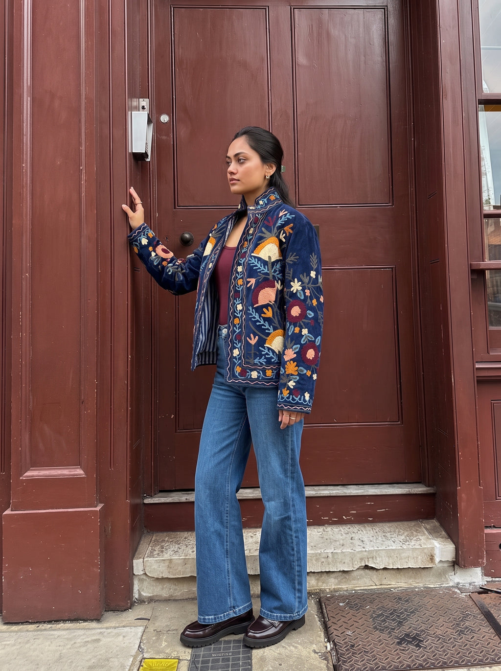 Folk Garden Embroidered Velvet Suzani Jacket