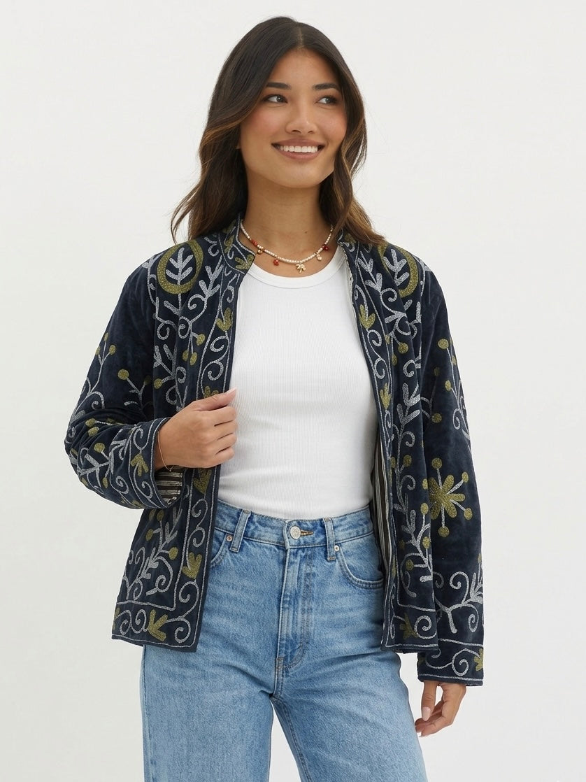 Black Floral Embroidered Jacket