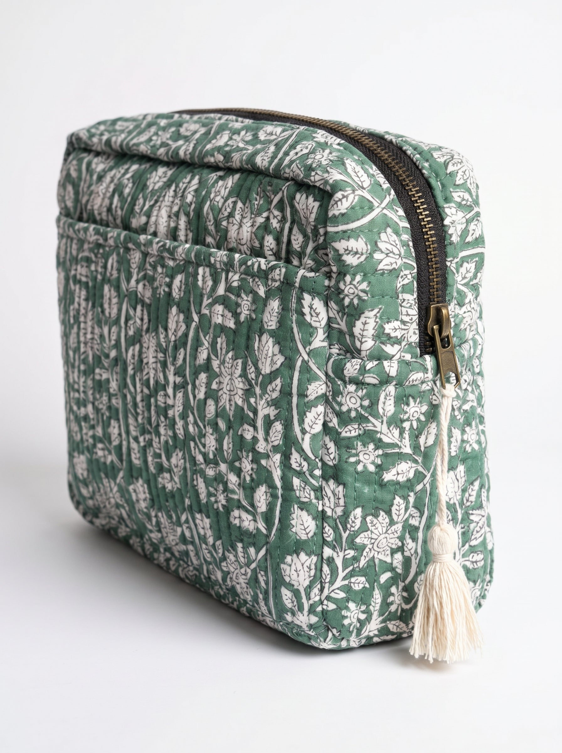 Sage Garden Quilted Cosmetic Pouch