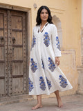 Blue Buta Hand Block Print Cotton Dress