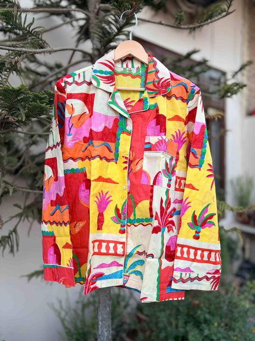 Abstract Escape Cotton Night Suit Set