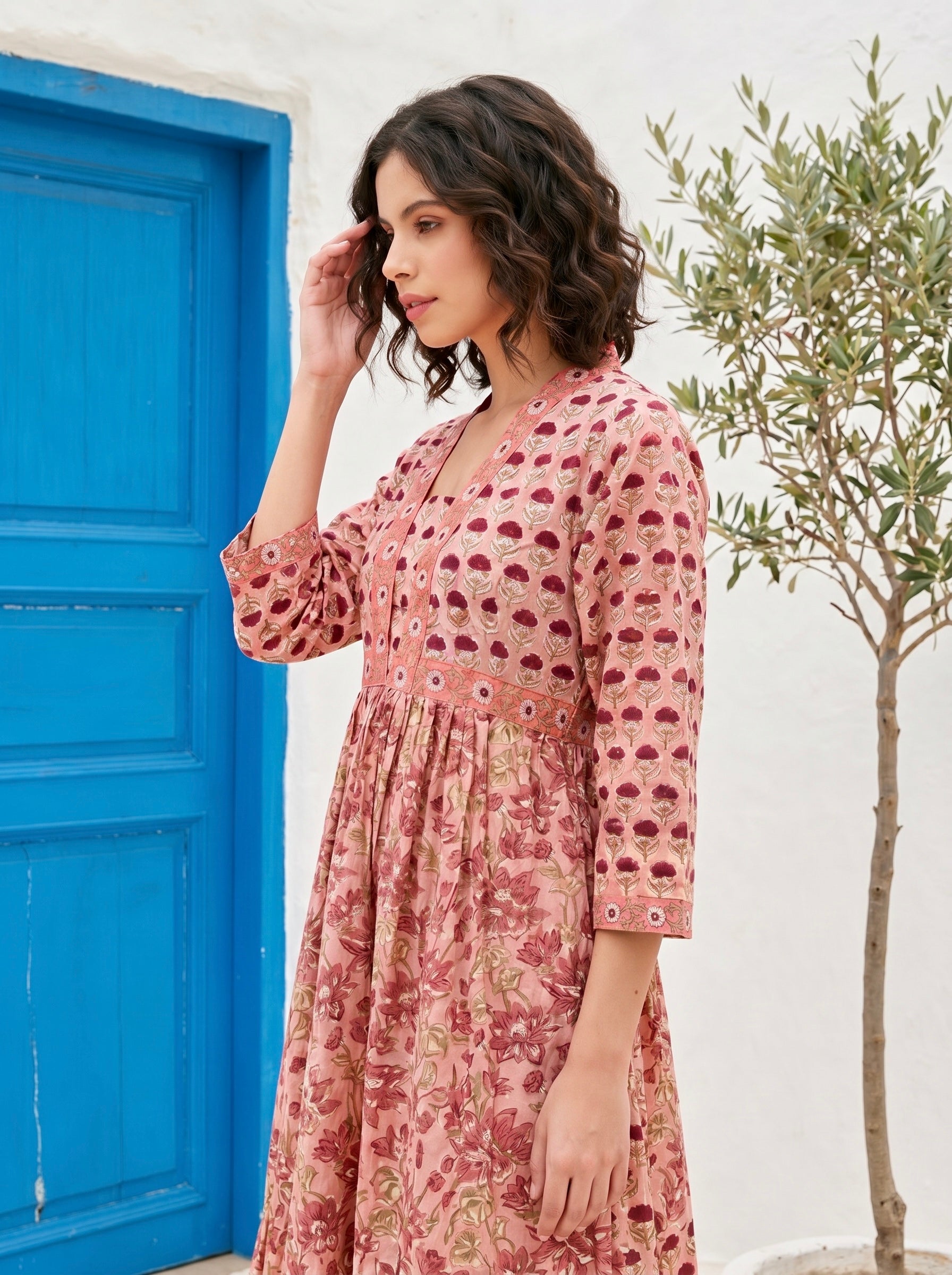 Rose Bloom Cotton Printed Maxi Dress