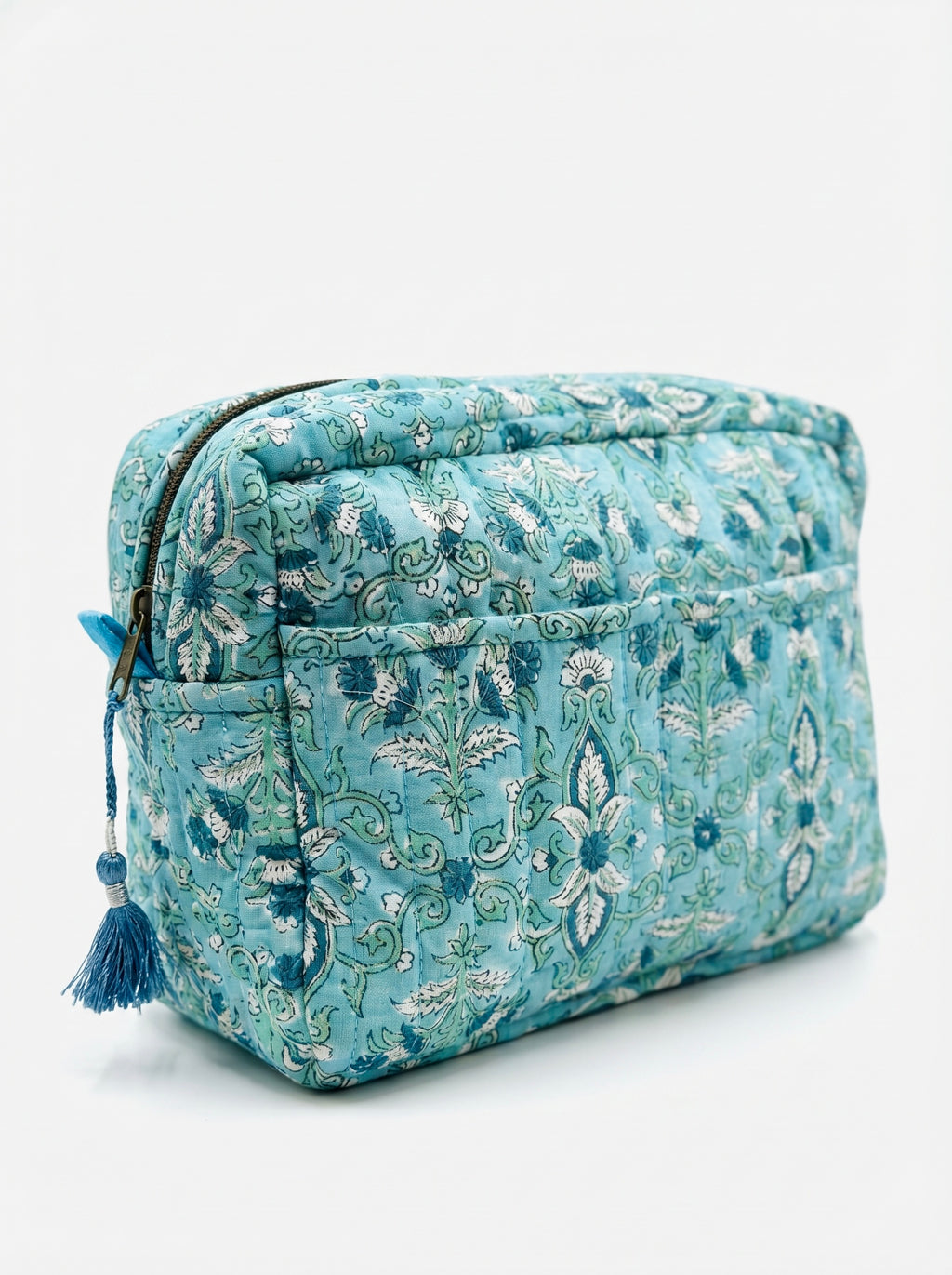 Aqua Garden Quilted Cosmetic Bag