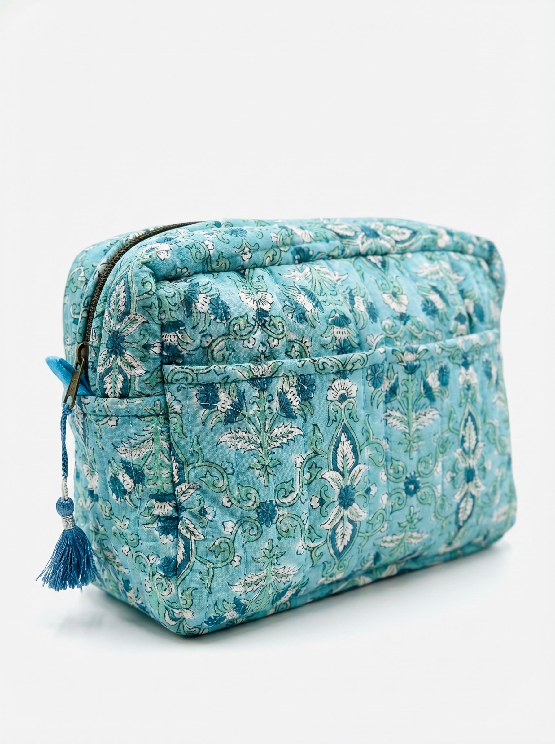 Aqua Garden Quilted Cosmetic Bag