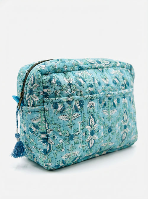 Aqua Garden Quilted Cosmetic Bag