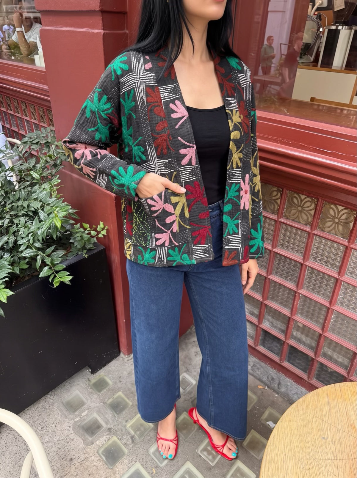 Midnight Bloom vintage Kantha Suzani Jacket