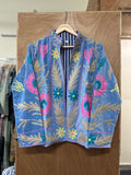 Powder Blue Embroidered Velvet Jacket