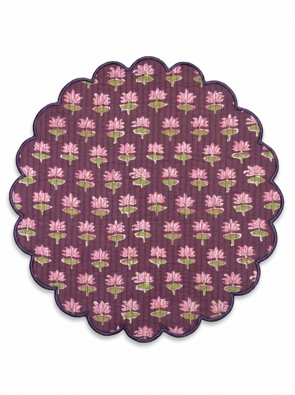 Lotus Bloom Handcrafted Quilted Placemats Set of 6