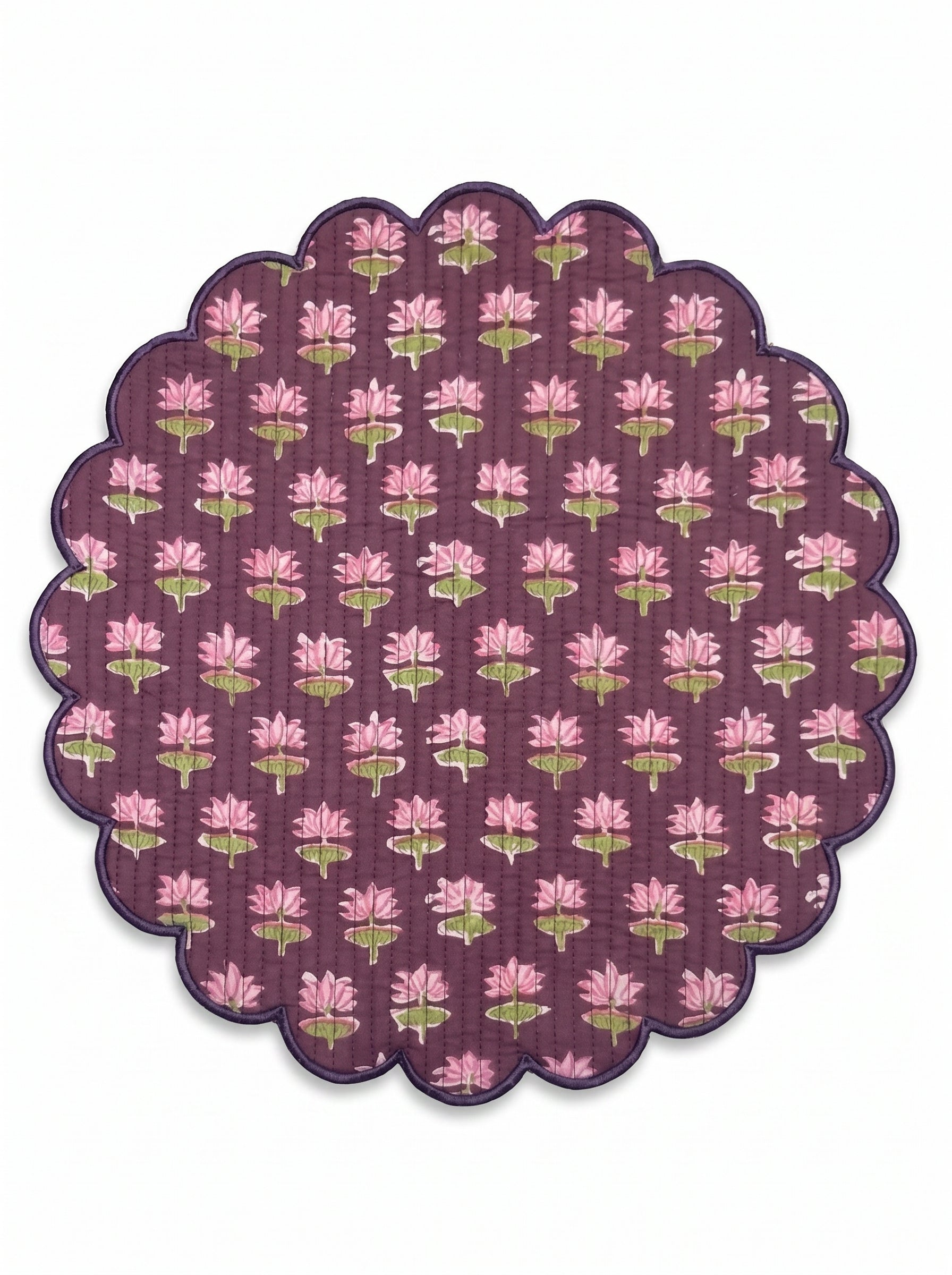 Lotus Bloom Handcrafted Quilted Placemats Set of 6