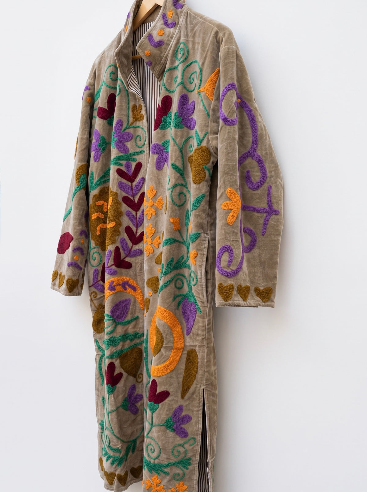 Vintage Meadow Suzani Velvet Long Jacket