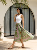 Sage Blossom Block Print Cotton Sarong