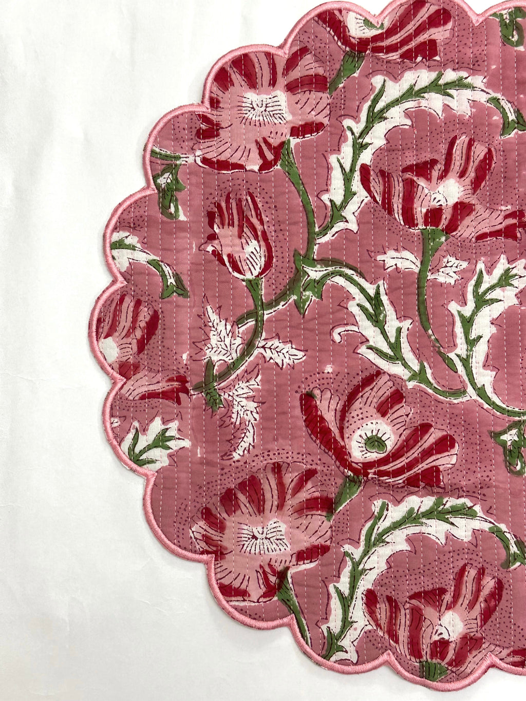 Vintage Rose Pink Floral Round Placemat set of 6