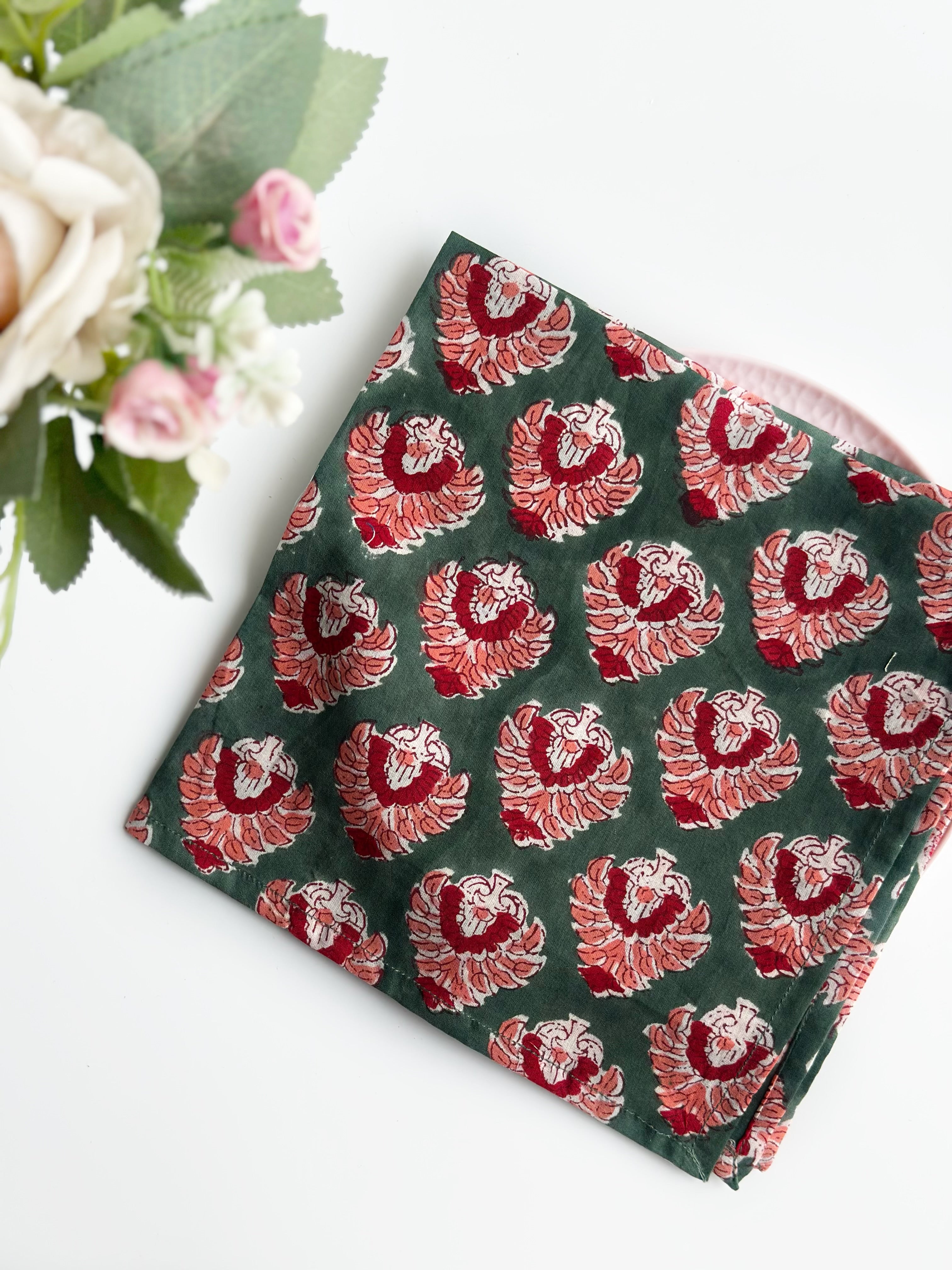 Olive bloom Cotton Napkin (Set of 6)