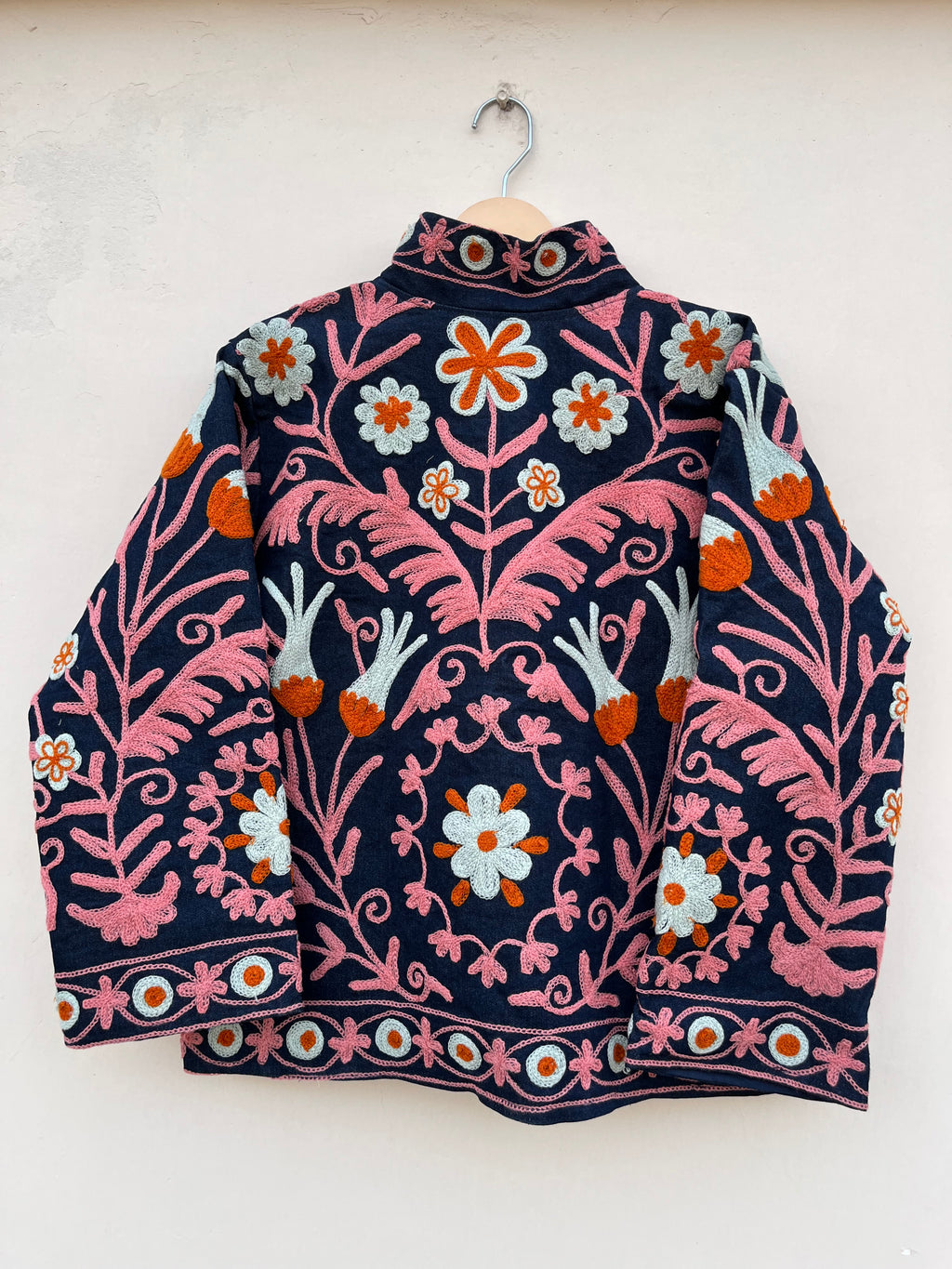 Navy Bloom Suzani Denim Jacket