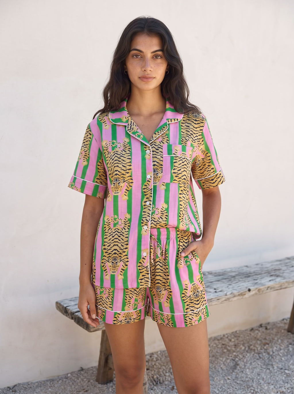 Pink Tiger Stripe Pajama Set
