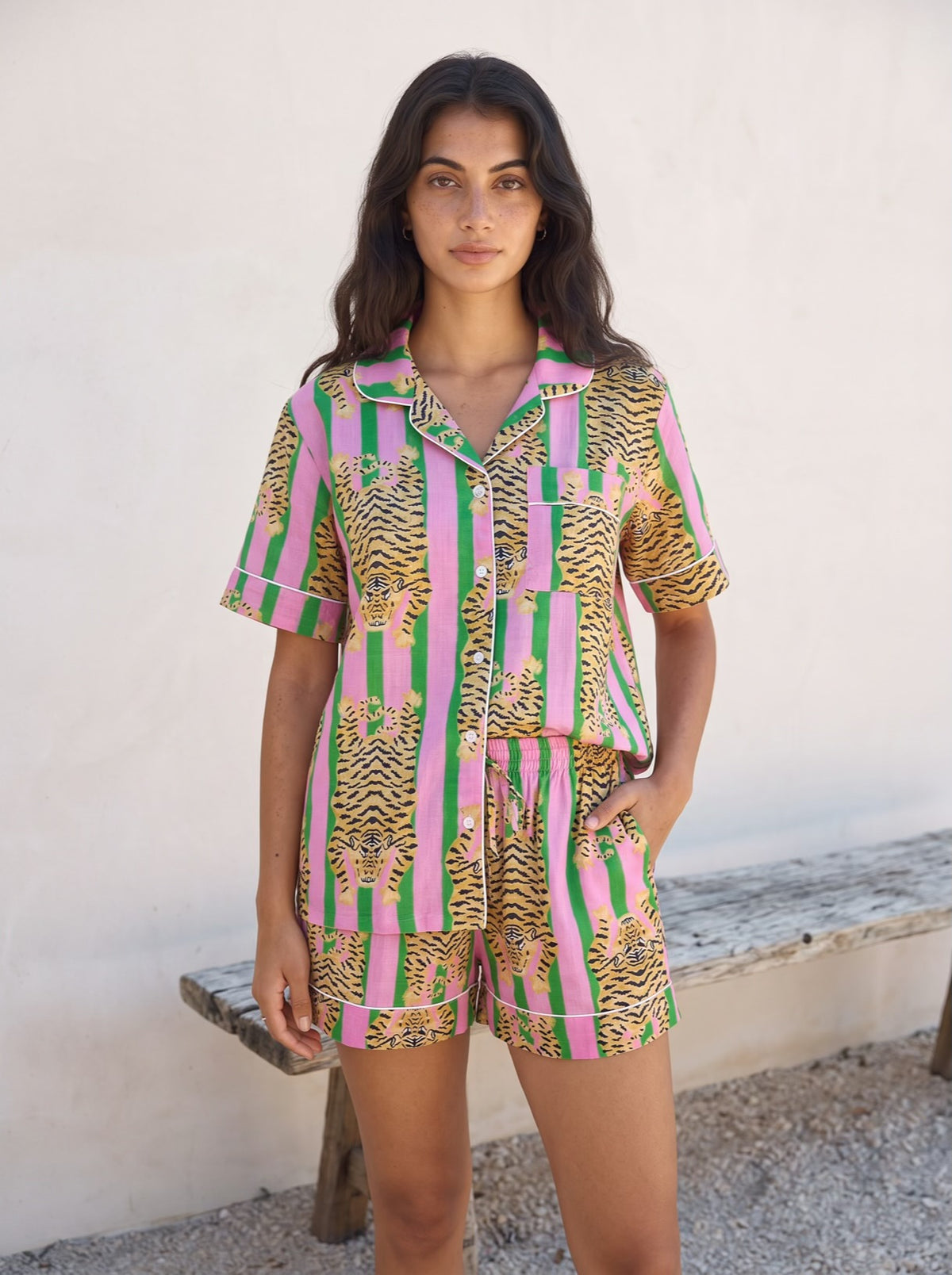 Pink Tiger Stripe Pajama Set