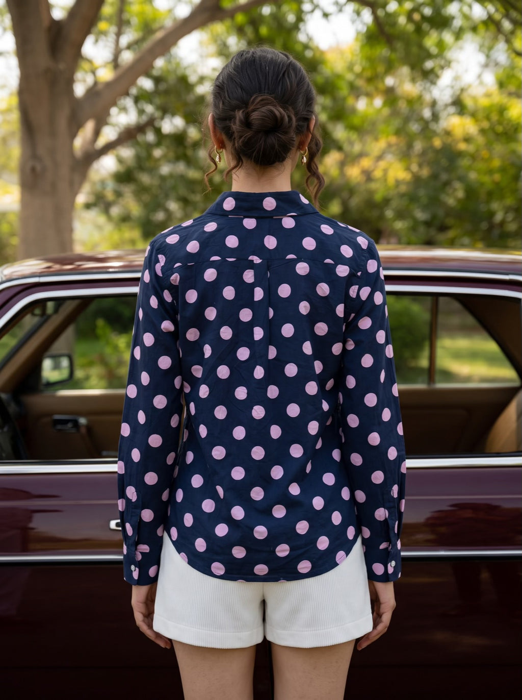 Midnight Polka Dot Cotton Shirt
