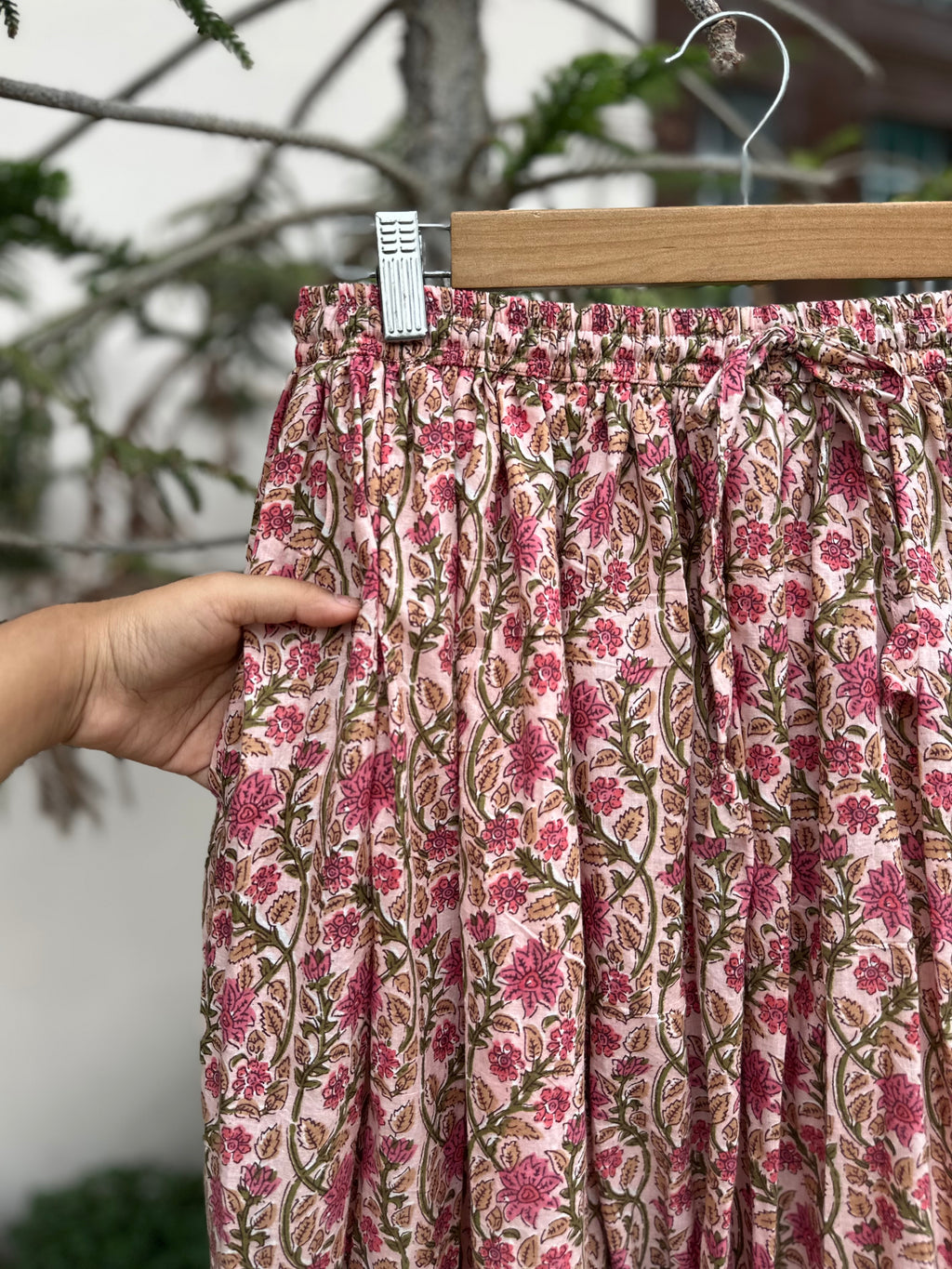 Rosé Vine Cotton Maxi Skirt