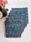 Pink Floral Block Print Cotton Scalloped Edges