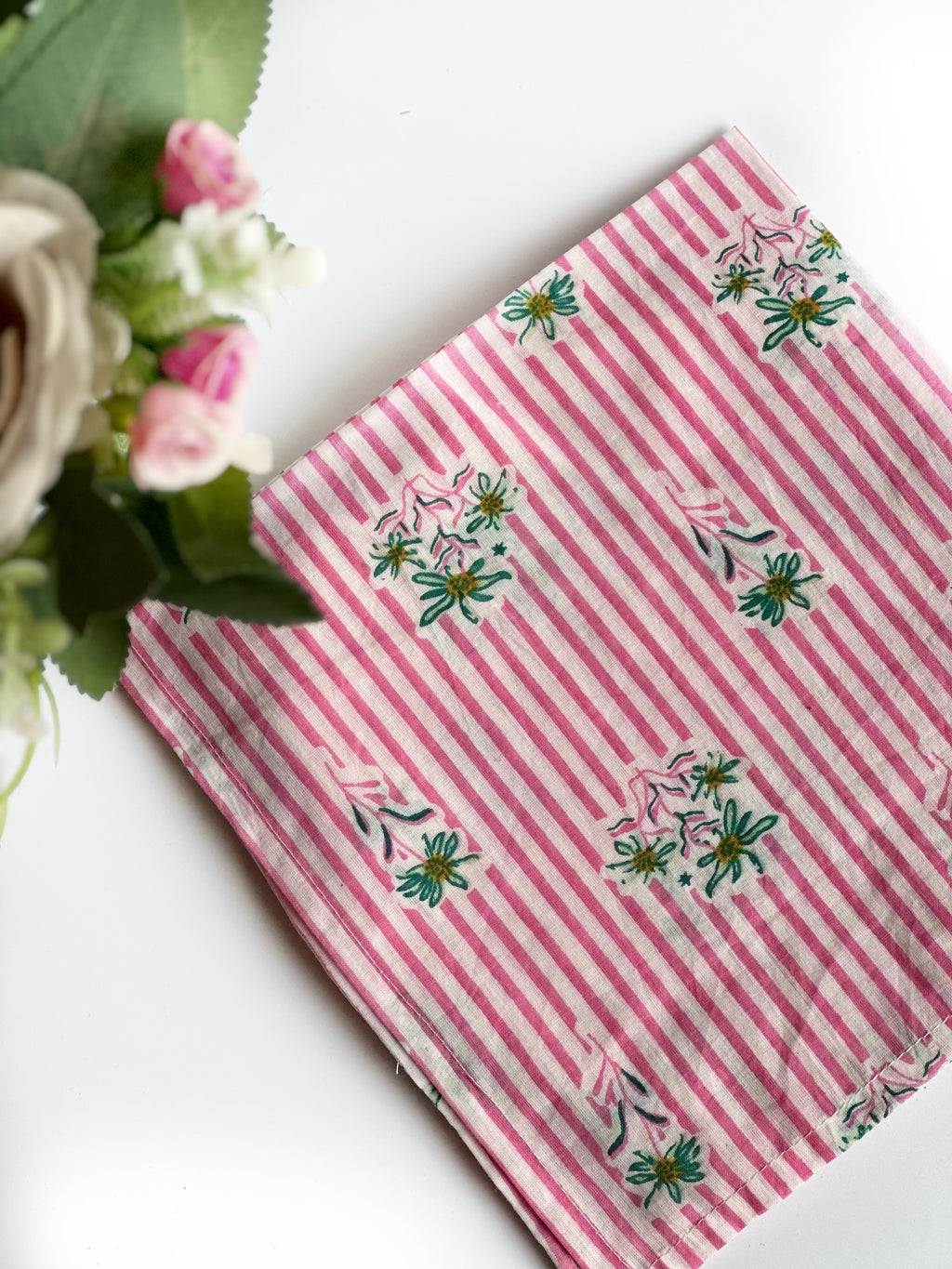 Candy Stripe Blossom Cotton Napkin (Set of 6)
